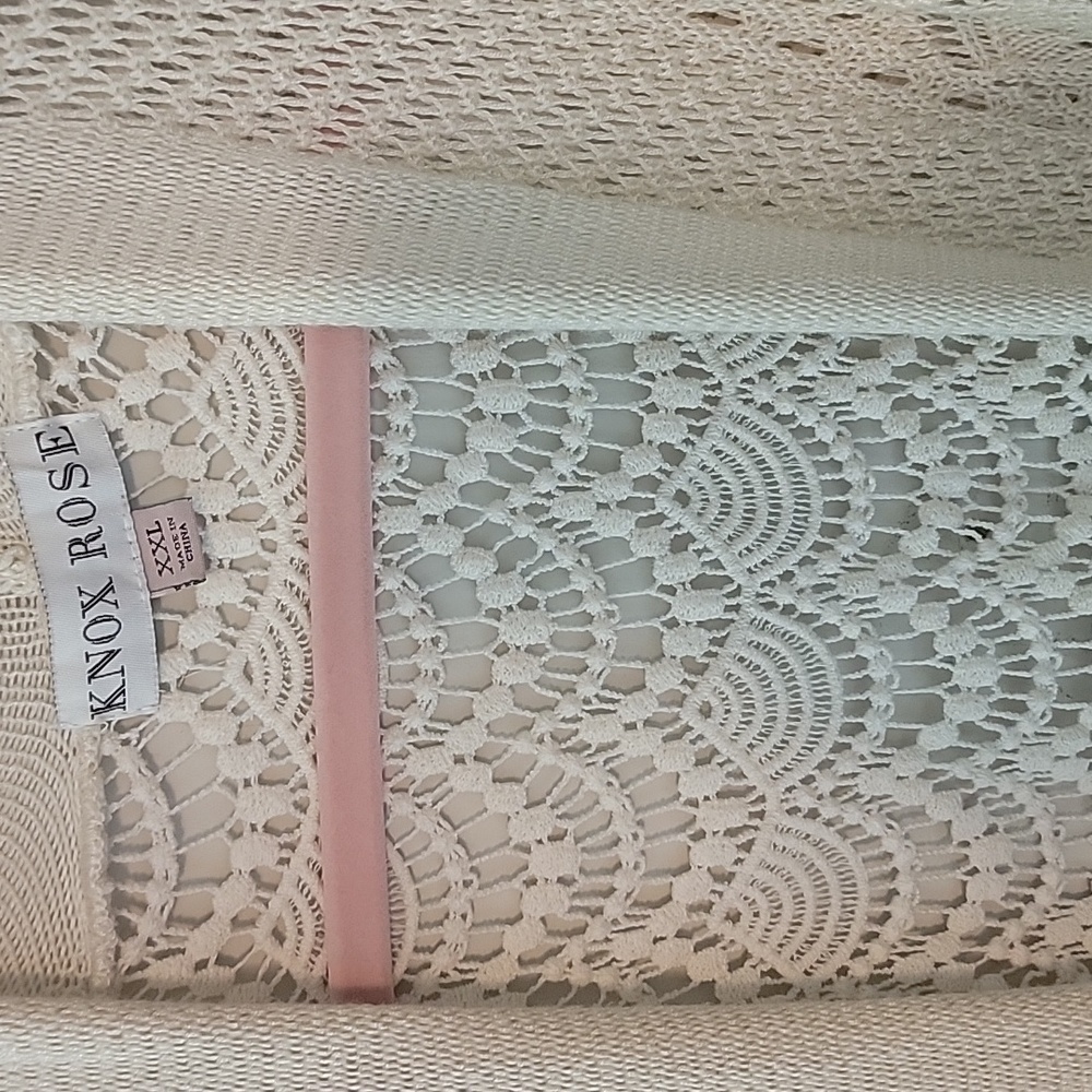 Knox Rose Lace Open Front Cardigan Sweater Size XXL Cream - Picture 2 of 7